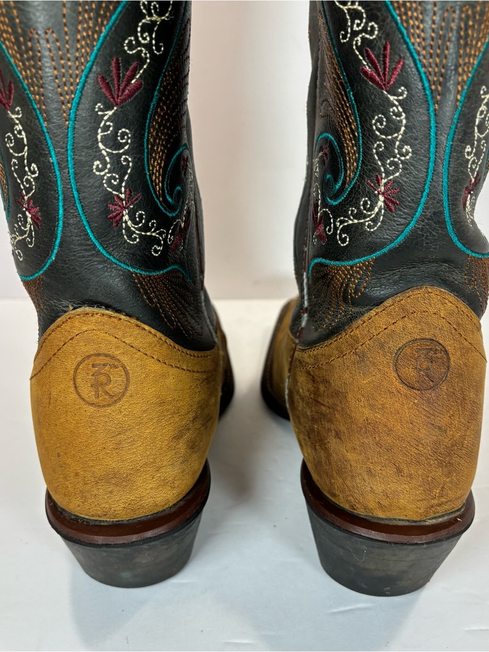 Tony Lama Women’s Embroidered Western Boots Sz 7.5 B Boho Leather Colorful 2025L - Picture 5 of 13